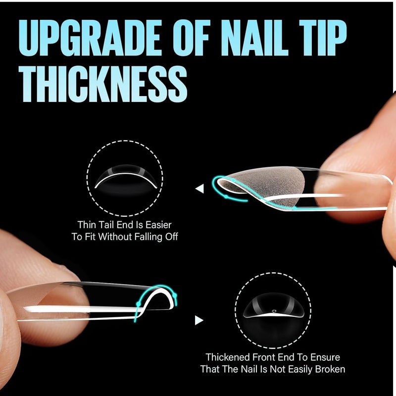 TOMICCA Medium Coffin Nail Tips, 504Pcs Half Matte Soft Acrylic Nail Tips, 12 Sizes Acrylic Pre-Shaped Nails, Full Cover False Nails for Extension Nail - Image 4